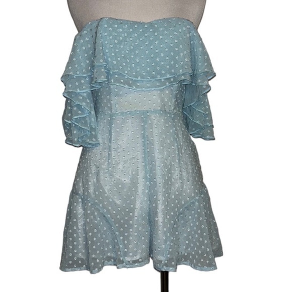 Showpo light blue Swiss dot romper women’s size 4